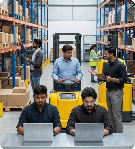 VruttiTech AGV system in action at a warehouse